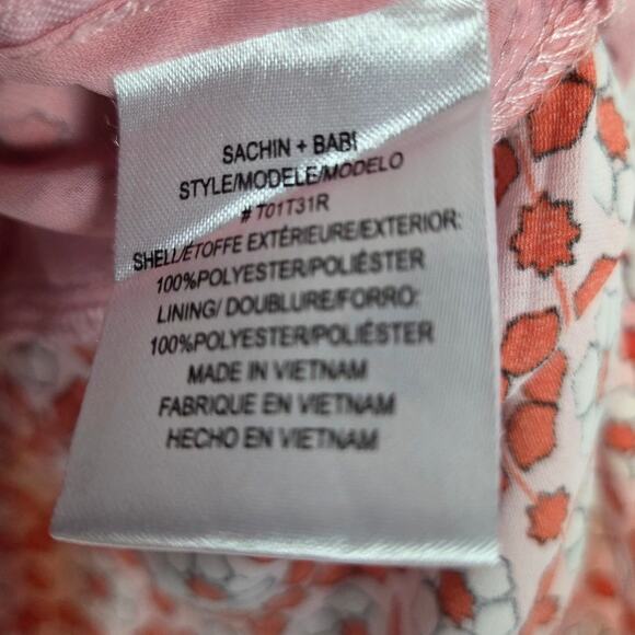 Anthropologie Sachin & Babi Pink Faux Wrap Blouse 8 w/ Tie Chic Dainty Ethereal - Picture 7 of 13